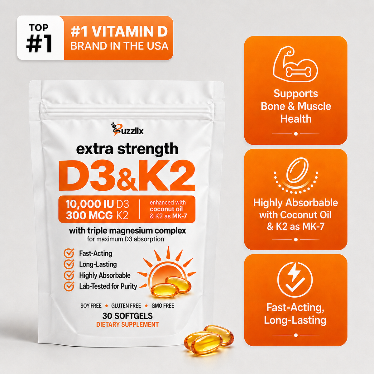 Buzzlix Vitamin D3 + K2